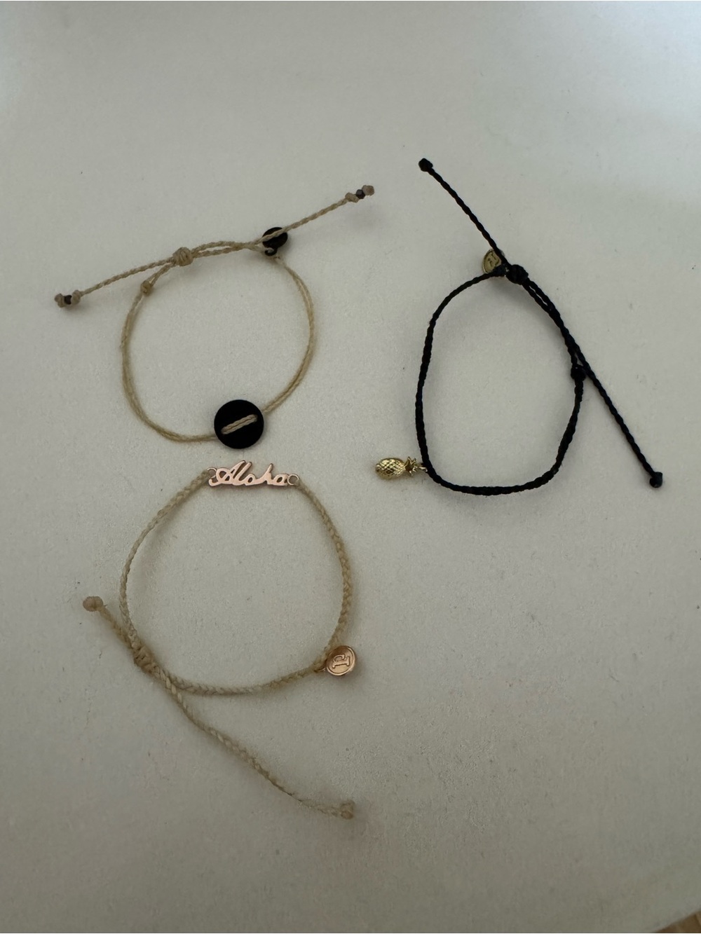 Pura Vida Beige and Black Cord Bracelet Set of 3